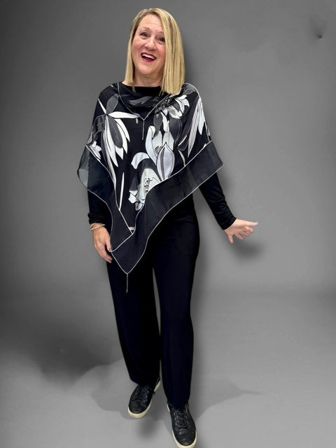 B&W silk poncho