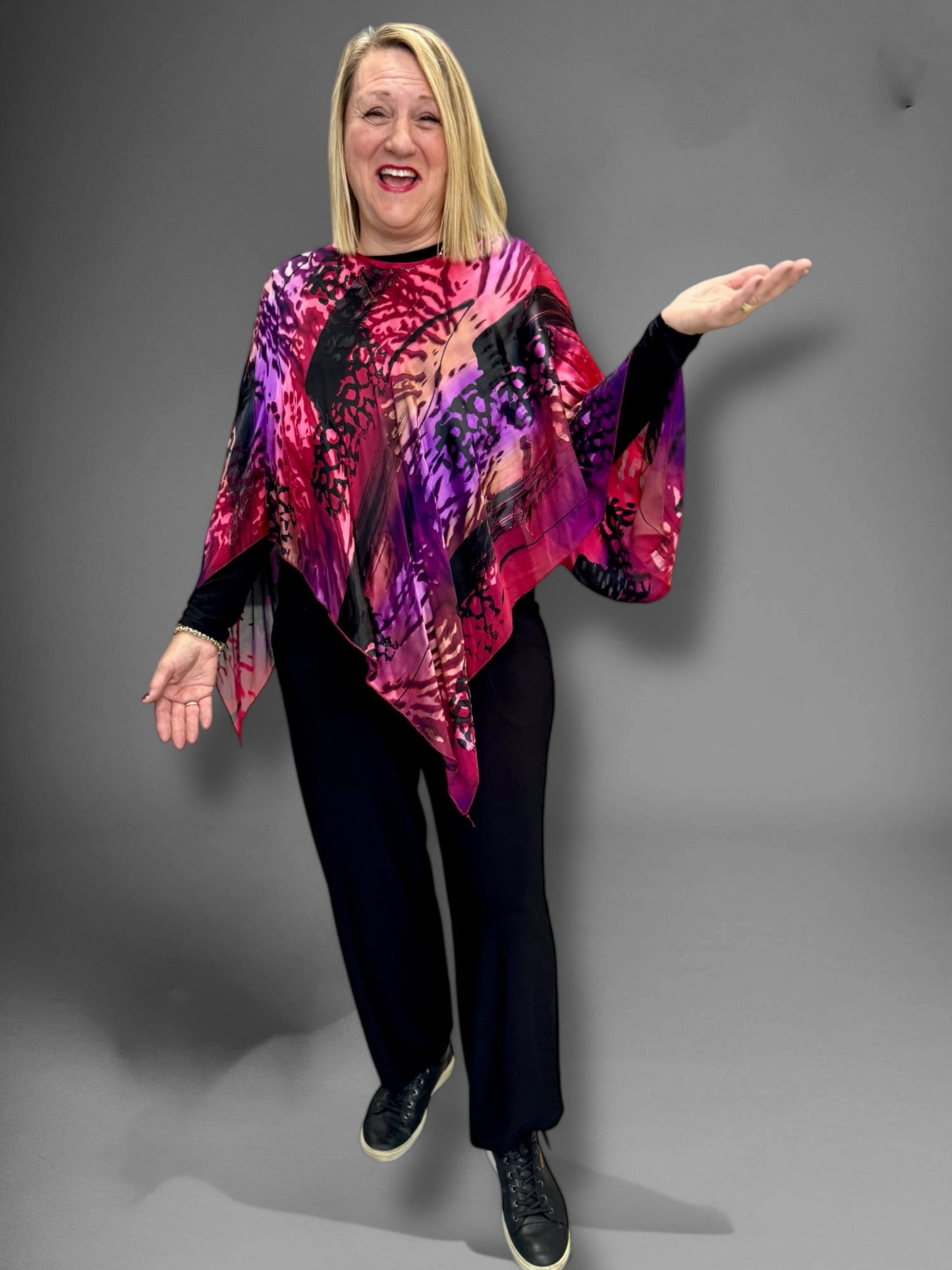 Red,Pink&Black poncho