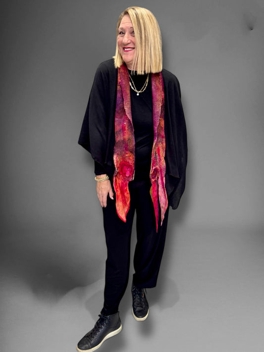 Black & burgundy ruana