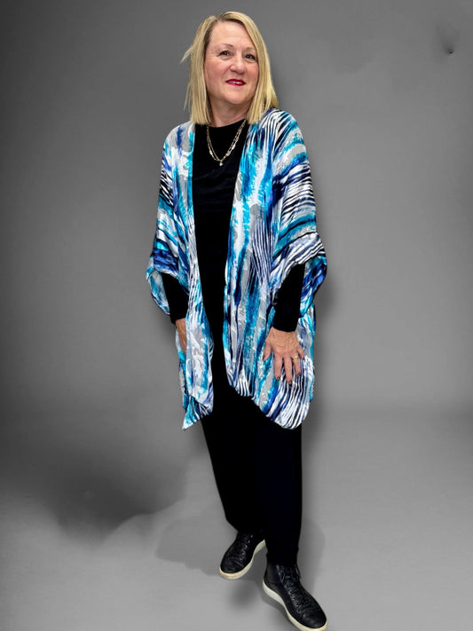 White & blue silk jacket