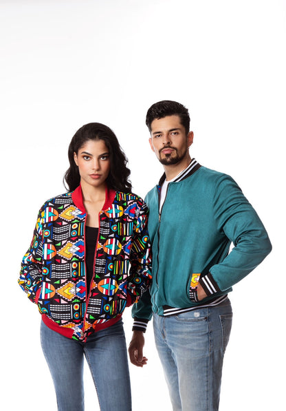 Unisex African Print Reversible Bomber Jacket