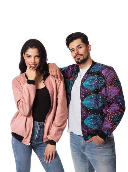 Unisex African Print Reversible Bomber Jacket