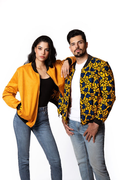 Unisex African Print Reversible Bomber Jacket
