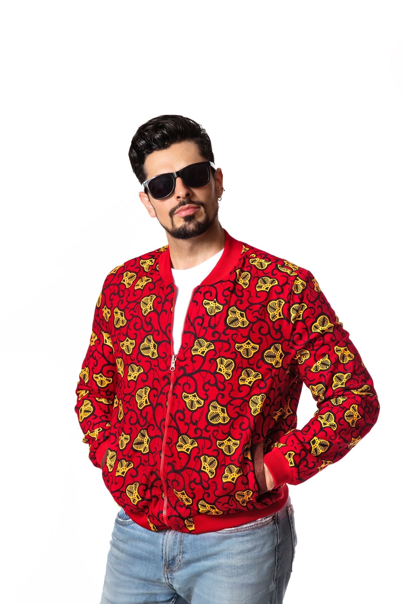 Unisex African Print Reversible Bomber Jacket