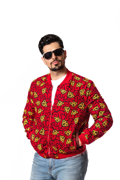 Unisex African Print Reversible Bomber Jacket