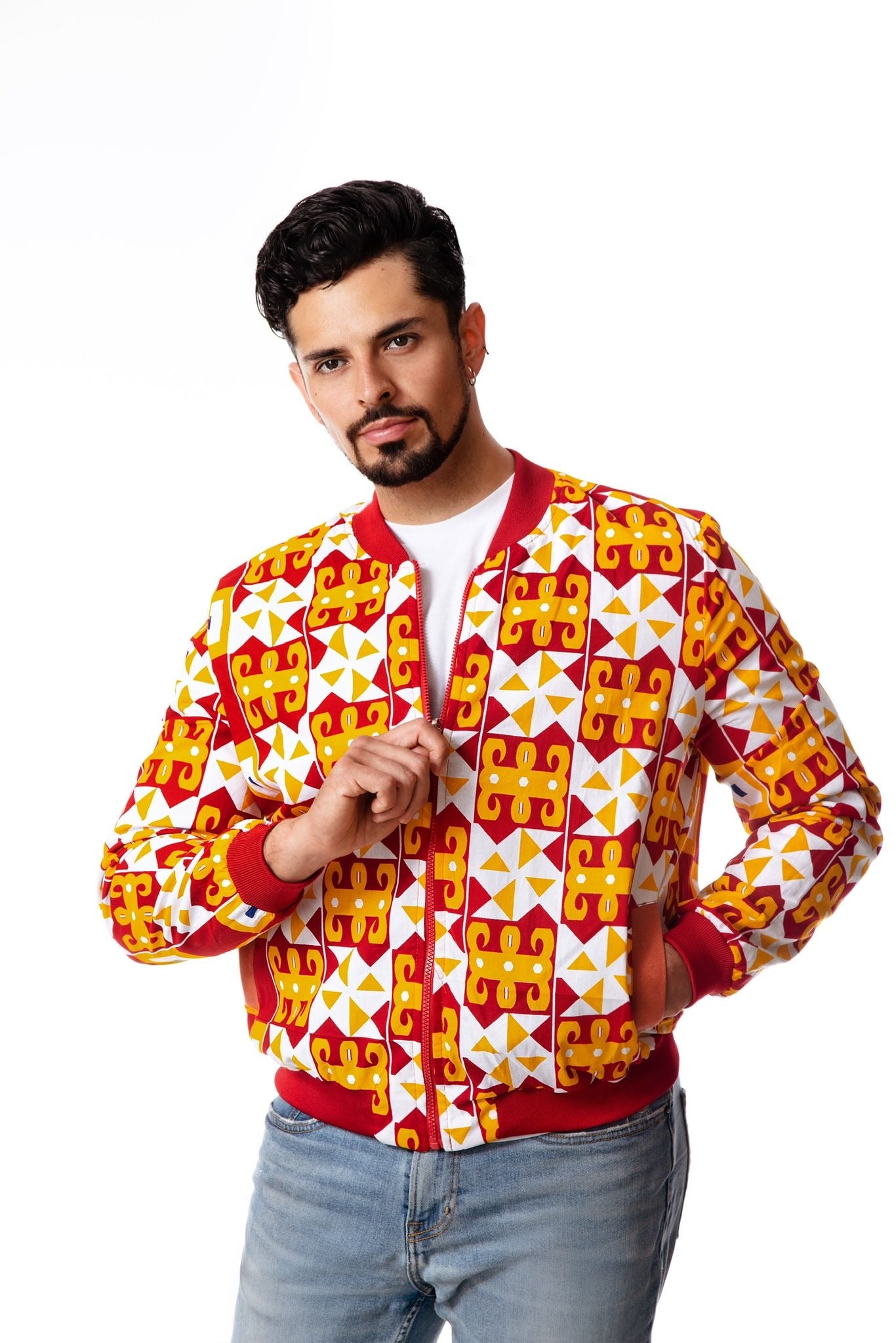 Unisex African Print Reversible Bomber Jacket