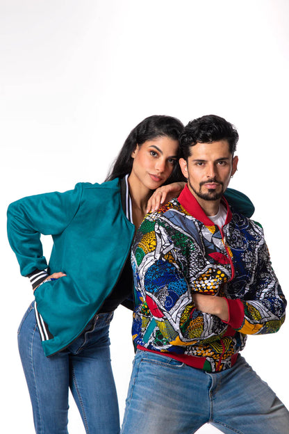 Unisex African Print Reversible Bomber Jacket