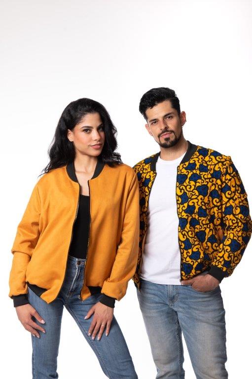 Unisex African Print Reversible Bomber Jacket