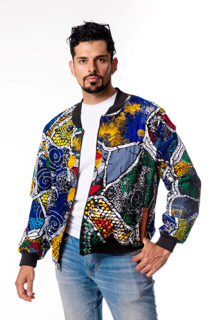 Unisex African Print Reversible Bomber Jacket